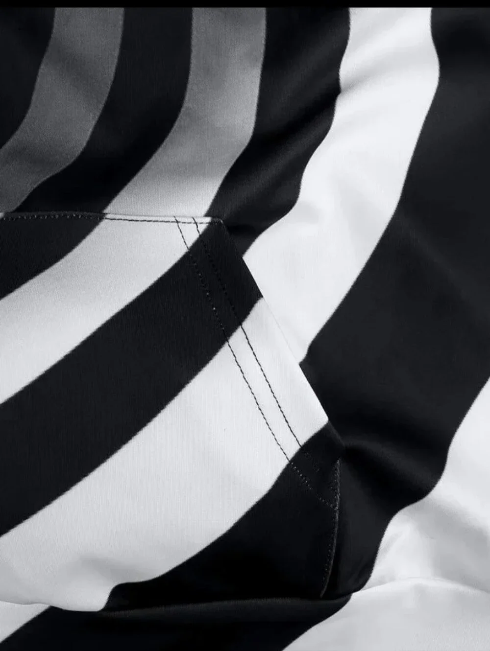 Black & White Spiral Graphic Optical Illusion Swirl Hoodie Unisex Front Pocket